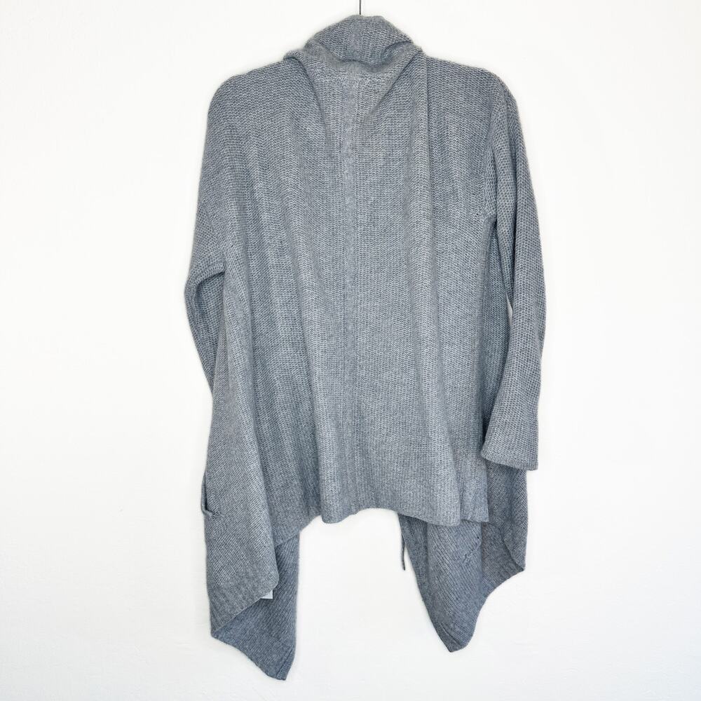 360 Cashmere Grey Draped Wrap Tie Front Moto Waterfall Cardigan Sweater Small - Picture 9 of 15
